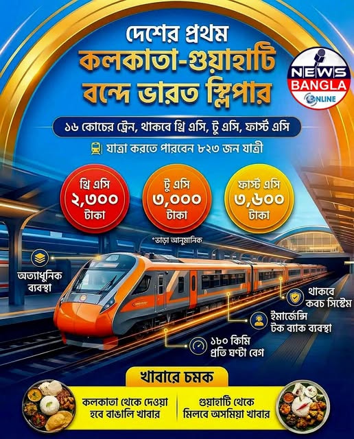 কলকাতা-গুয়াহাটি পথে দেশের প্রথম বন্দে ভারত স্লিপার ট্রেন