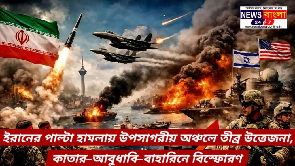 ইরানের পাল্টা হামলায় উপসাগরীয় অঞ্চলে তীব্র উত্তেজনা, কাতার–আবুধাবি–বাহারিনে বিস্ফোরণ